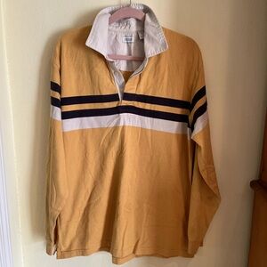 Izod Rugby Large 48” Chest 100% Cotton Gold With Blue White Stripes